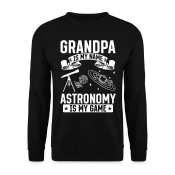 Grand-père est mon nom L’astronomie est mon jeu Je grand-père - Sweat-shirt Unisexe - noir - Devant - Alina (178cm) & Michal (187cm)