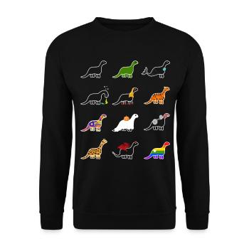 Drôles de dinosaures Dino Kawaii Dino Brachiosaurus - Sweat-shirt Unisexe - noir - Devant - Alina (178cm) & Michal (187cm)