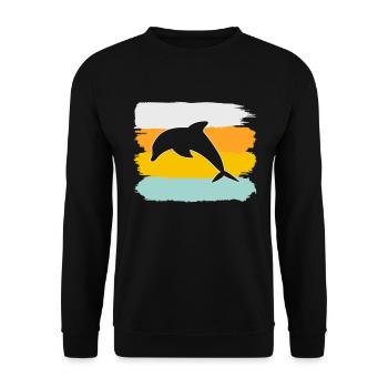 Delfin Retro - Unisex Pullover - Schwarz - Vorne - Alina (178cm) & Michal (187cm)