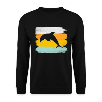 Delfin Retro - Unisex Pullover - Schwarz - Vorne - Alina (178cm) & Michal (187cm)