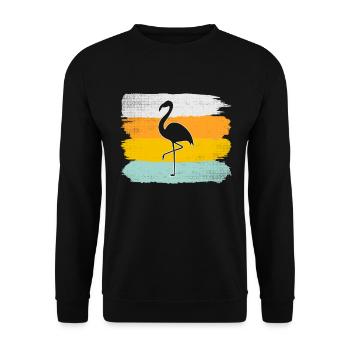 Flamant rose Rétro - Sweat-shirt Unisexe - noir - Devant - Alina (178cm) & Michal (187cm)