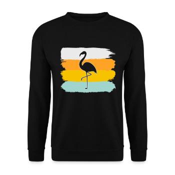 Flamant rose Rétro - Sweat-shirt Unisexe - noir - Devant - Alina (178cm) & Michal (187cm)