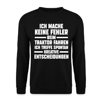 Landwirtschaft Traktor Trecker Landwirt Bauer - Unisex Pullover - Schwarz - Vorne - Alina (178cm) & Michal (187cm)