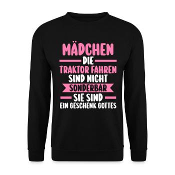 Trecker Landwirt Bauer Landwirtschaft Traktor - Unisex Pullover - Schwarz - Vorne - Alina (178cm) & Michal (187cm)