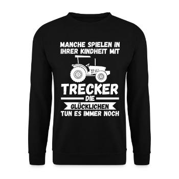 Landwirt Landwirtschaft Bauer Trecker Traktor - Unisex Pullover - Schwarz - Vorne - Alina (178cm) & Michal (187cm)
