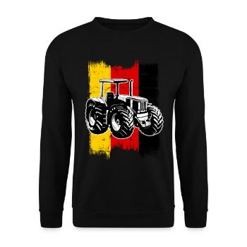 Landwirt Landwirtschaft Bauer Trecker Traktor - Unisex Pullover - Schwarz - Vorne - Alina (178cm) & Michal (187cm)