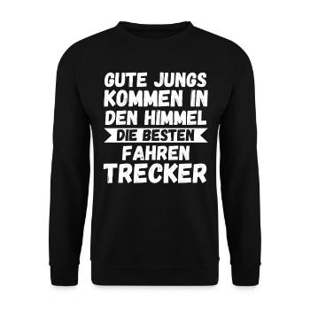 Landwirt Landwirtschaft Bauer Traktor Trecker - Unisex Pullover - Schwarz - Vorne - Alina (178cm) & Michal (187cm)