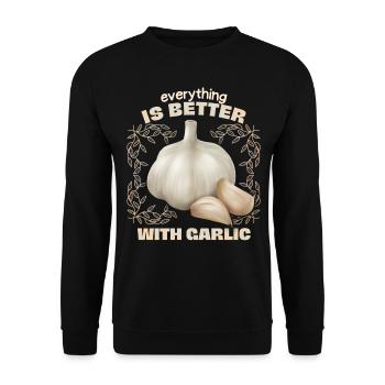 Garlic, funny spoke, vintage illustration - Unisex Sweatshirt - black - Front - Alina (178cm) & Michal (187cm)