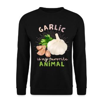 Garlic, funny spoke, Garlic illustration - Unisex Sweatshirt - black - Front - Alina (178cm) & Michal (187cm)