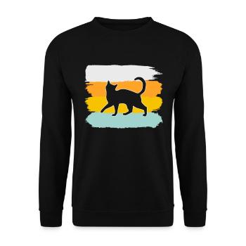 Katze Retro - Unisex Pullover - Schwarz - Vorne - Alina (178cm) & Michal (187cm)