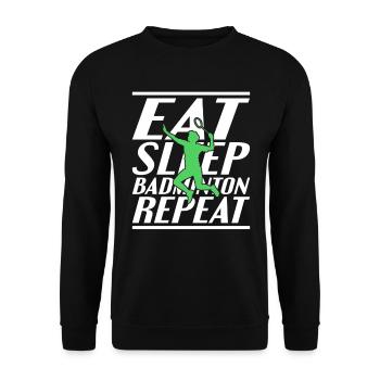 Essen Schlafen Badminton - Unisex Pullover - Schwarz - Vorne - Alina (178cm) & Michal (187cm)
