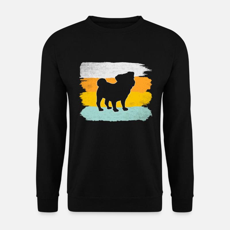 Mops Retro - Unisex Pullover - Schwarz