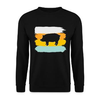 Porc Rétro - Sweat-shirt Unisexe - noir - Devant - Alina (178cm) & Michal (187cm)