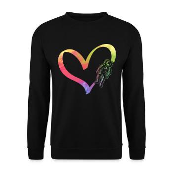 Space Travel Heart Astronaut Aerospace Space Astro - Unisex Sweatshirt - black - Front - Alina (178cm) & Michal (187cm)