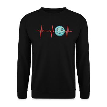 Space Travel Planet Heartbeat Solar System - Unisex Pullover - Schwarz - Vorne - Alina (178cm) & Michal (187cm)