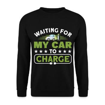 Drôle d’attente que ma voiture se charge pour Electric Ca - Sweat-shirt Unisexe - noir - Devant - Alina (178cm) & Michal (187cm)