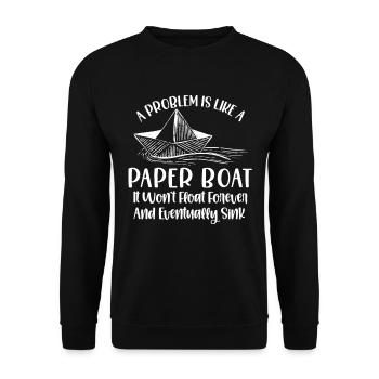 Origami Papierboot Inspirierend Papierfalten - Unisex Pullover - Schwarz - Vorne - Alina (178cm) & Michal (187cm)