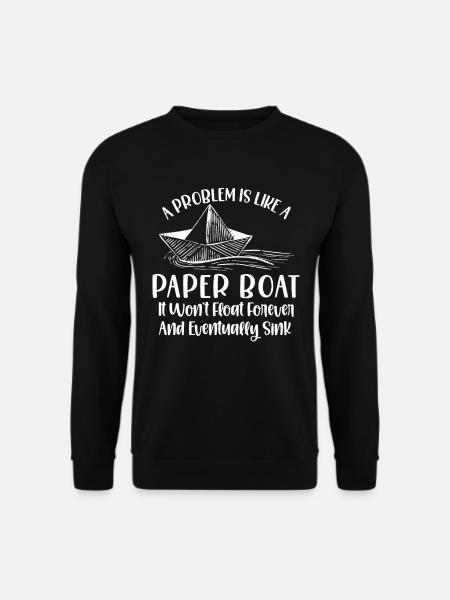 Origami Papierboot Inspirierend Papierfalten - Unisex Pullover - Schwarz