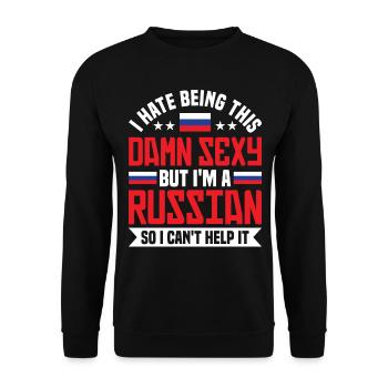 Funny Hate Being This Damn Sexy But I'm A Russian - Unisex Pullover - Schwarz - Vorne - Alina (178cm) & Michal (187cm)