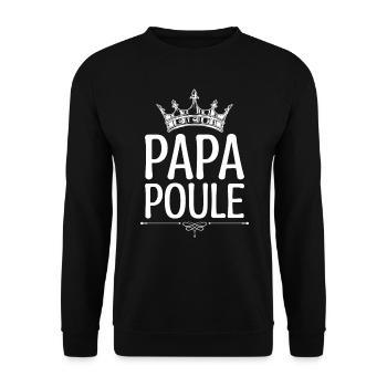 Fête des pères, Papa Poule en or cadeau pour papa - Sweat-shirt Unisexe - noir - Devant - Alina (178cm) & Michal (187cm)