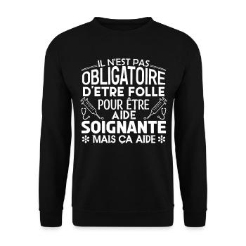 infirmière Soignante cadeau aide soignante - Sweat-shirt Unisexe - noir - Devant - Alina (178cm) & Michal (187cm)