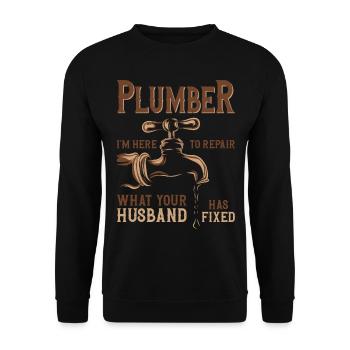 Plombier Plombier Plombier Vintage Plombier - Sweat-shirt Unisexe - noir - Devant - Alina (178cm) & Michal (187cm)