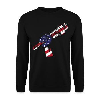 Plumbing Plumber Pipe Wrench - Unisex Sweatshirt - black - Front - Alina (178cm) & Michal (187cm)