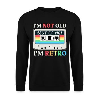 60 Jahre Jahrgang 1963 Retro 60. Geburtstag - Unisex Pullover - Schwarz - Vorne - Alina (178cm) & Michal (187cm)