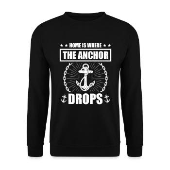 La maison est l’endroit où l’ancre dépose le marin à voile - Sweat-shirt Unisexe - noir - Devant - Alina (178cm) & Michal (187cm)