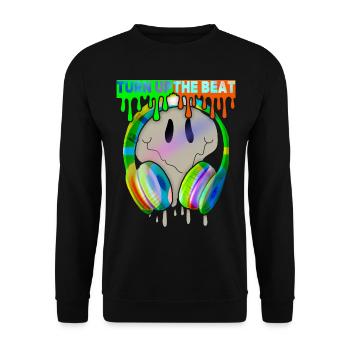 Musique, Turn-Up-The-Beat, Casque, Skull - Sweat-shirt Unisexe - noir - Devant - Alina (178cm) & Michal (187cm)
