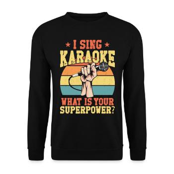 Karaoké Chanteur Rétro Vintage I - Sweat-shirt Unisexe - noir - Devant - Alina (178cm) & Michal (187cm)