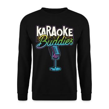 Karaoke Singer Friends Besties 80s - Unisex Pullover - Schwarz - Vorne - Alina (178cm) & Michal (187cm)