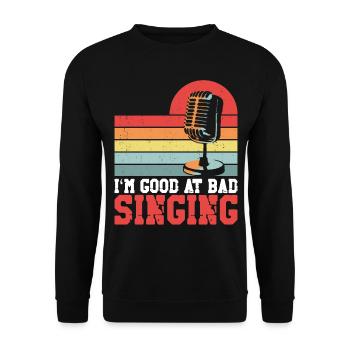 Karaoké Chanteur Rétro Vintage Je suis - Sweat-shirt Unisexe - noir - Devant - Alina (178cm) & Michal (187cm)
