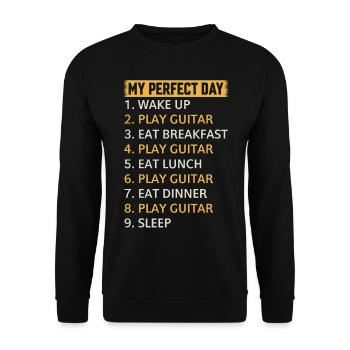 My Perfect Day Guitar Player Day Plan - Guitarist - Unisex Pullover - Schwarz - Vorne - Alina (178cm) & Michal (187cm)