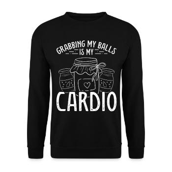Canning Grabbing my Balls is my Cardio Homesteader - Unisex Sweatshirt - black - Front - Alina (178cm) & Michal (187cm)