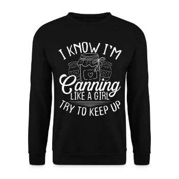 Canning like a Girl Homesteading Food Canner - Unisex Sweatshirt - black - Front - Alina (178cm) & Michal (187cm)