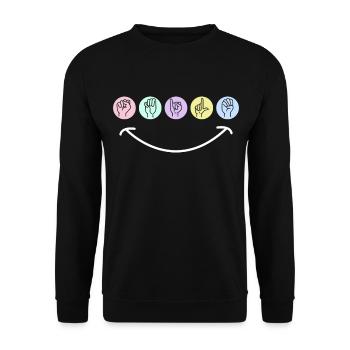 Gebärdensprache Für Gehörlose - Unisex Pullover - Schwarz - Vorne - Alina (178cm) & Michal (187cm)