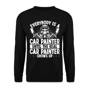 Car Painter Until the real shows Vehicle Sprayer - Unisex Sweatshirt - black - Front - Alina (178cm) & Michal (187cm)