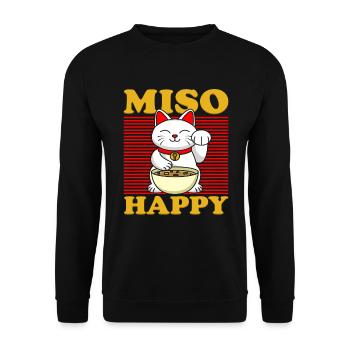 Vous rendez Miso Happy Japan Kawaii Sushi - Sweat-shirt Unisexe - noir - Devant - Alina (178cm) & Michal (187cm)