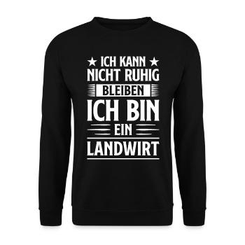 Ich kann nicht ruhig bleiben ich bin ein Landwirt - Unisex Pullover - Schwarz - Vorne - Alina (178cm) & Michal (187cm)