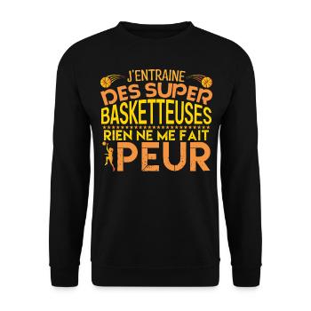 coach Basketball Cadeau coach Basketball !! - Sweat-shirt Unisexe - noir - Devant - Alina (178cm) & Michal (187cm)