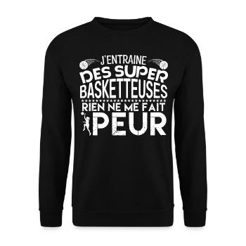 coach Basketball Cadeau coach Basketball - Sweat-shirt Unisexe - noir - Devant - Alina (178cm) & Michal (187cm)