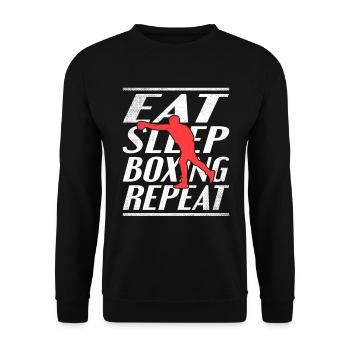 Essen Schlafen Boxen - Unisex Pullover - Schwarz - Vorne - Alina (178cm) & Michal (187cm)