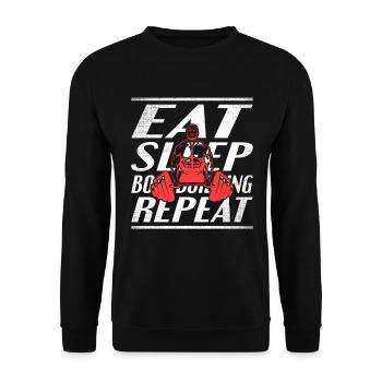 Essen Schlafen Bodybuilding - Unisex Pullover - Schwarz - Vorne - Alina (178cm) & Michal (187cm)