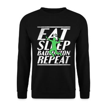 Essen Schlafen Badminton - Unisex Pullover - Schwarz - Vorne - Alina (178cm) & Michal (187cm)