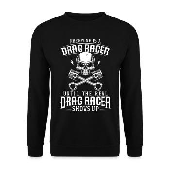 Drag Racing Race Car Vintage - Unisex Pullover - Schwarz - Vorne - Alina (178cm) & Michal (187cm)