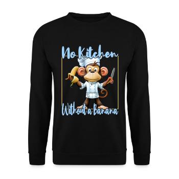 Küchenaffe Banana Vibes - Unisex Pullover - Schwarz - Vorne - Alina (178cm) & Michal (187cm)