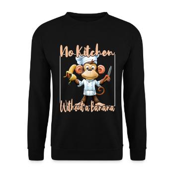 Küchenaffe Banana Vibes - Unisex Pullover - Schwarz - Vorne - Alina (178cm) & Michal (187cm)