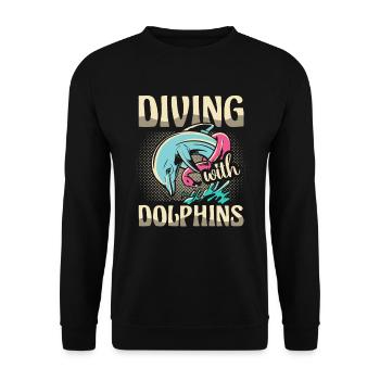 Tauchen Mit Delfinen Meeresbiologe Tier - Unisex Pullover - Schwarz - Vorne - Alina (178cm) & Michal (187cm)