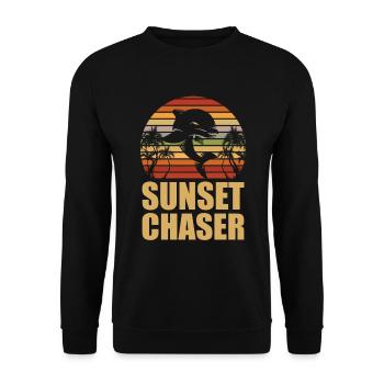 Sunset Chaser Dolphin Marine Biologist Animal - Unisex Sweatshirt - black - Front - Alina (178cm) & Michal (187cm)